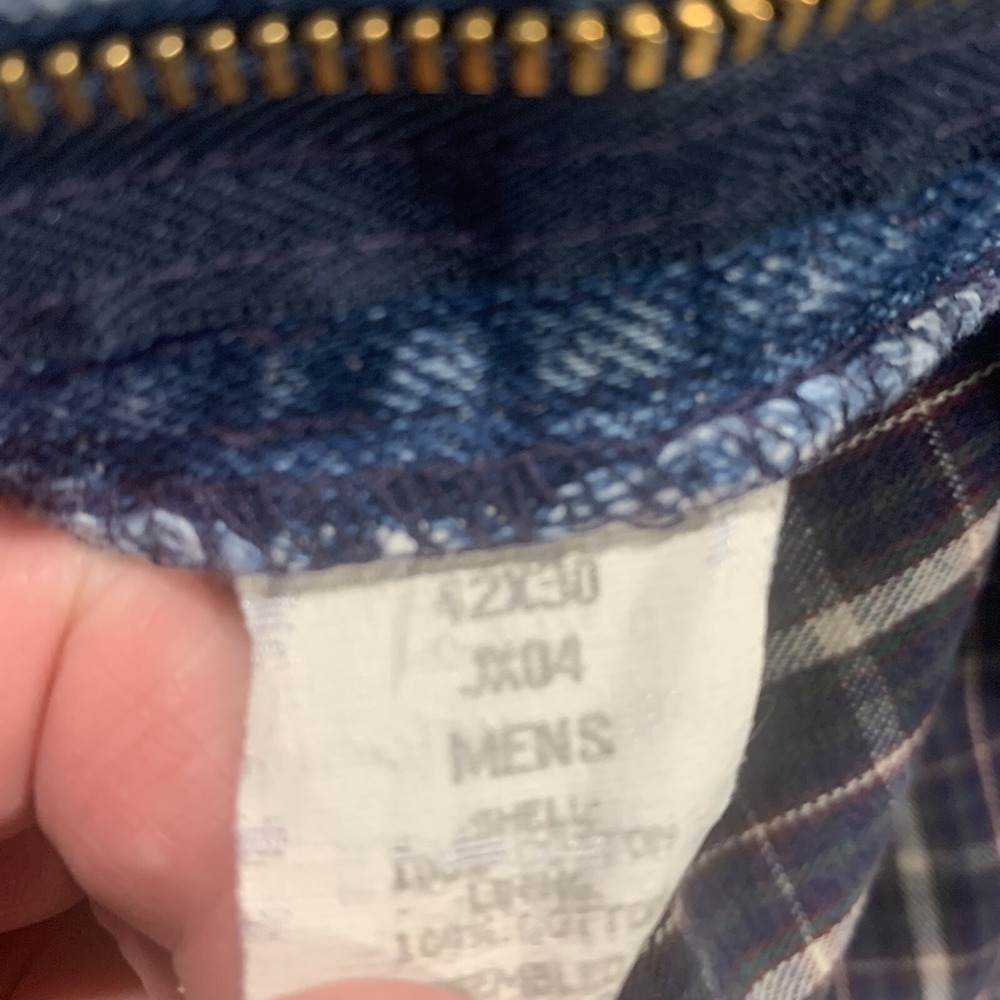 LL Bean Double L Classic Fit Flannel Lined‎ Jeans Mens 42x30 Blue Denim Plaid - Picture 8 of 9